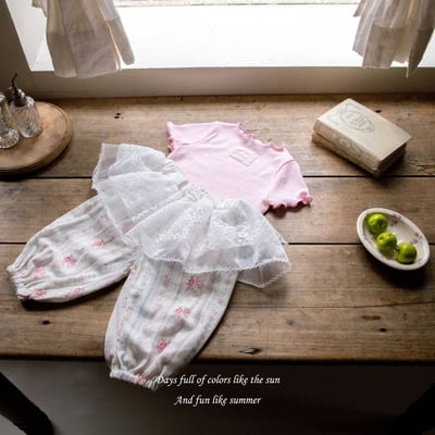 M-KIDS27｜(65-115cm) 捲邊蕾絲標上衣12