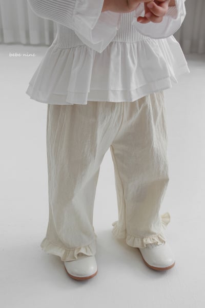 bebe nine34  (65-115) 3色荷葉邊寬版長褲7