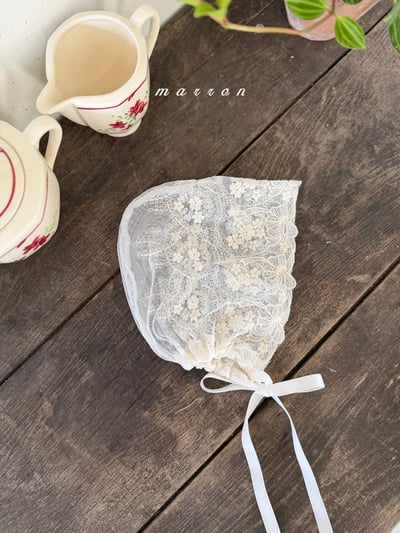 Marron39｜(Free) 蕾絲緹花綁帶帽3