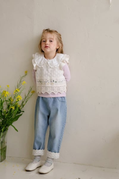 FLO42｜(75-140) 3色蕾絲翻領上衣20