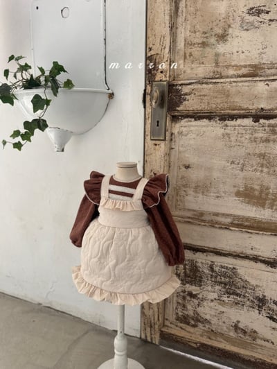 Marron 26｜(1y-6y) 絎縫荷葉肩帶洋裝8