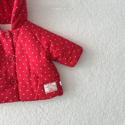 Lindo27｜(3m-18m) 精靈連帽波點夾層棉外套2