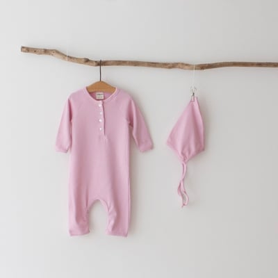 LEMONADE13｜(55cm-85cm) 4色素面排扣連身衣含帽子10