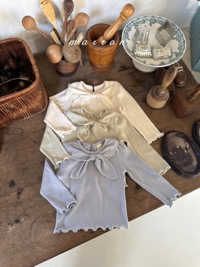 Marron49｜(1y-6y) 領結木耳邊上衣13