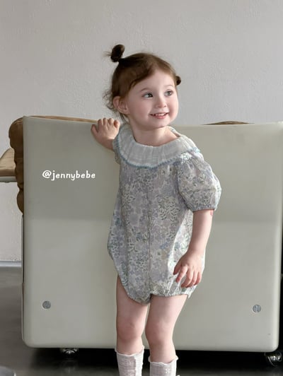 JE696｜(66-90cm) 藍色花卉包屁衣3