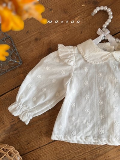 Marron12｜(1y-6y) 刺繡小花飛袖襯衫9