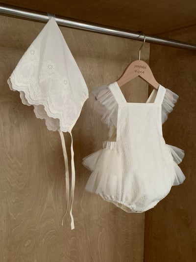 JE53｜(66-90cm) 繡花薄紗吊帶包屁衣5