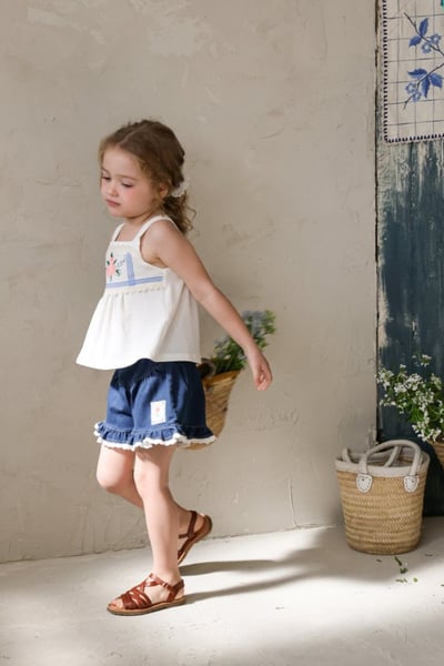 FLO13｜(75-140) 荷葉蕾絲牛仔褲2