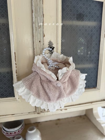 Marron 10｜(1y-6y) 刷毛蕾絲荷葉連帽斗篷7