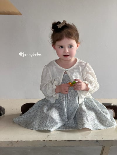 JE721｜(73-100cm) 天藍碎花細肩洋裝/壓紋開襟外套14