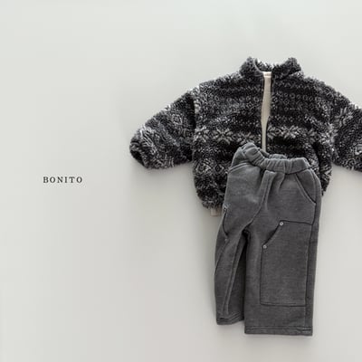 Bonito45｜(75cm-125cm) 雪花刷毛拉鍊外套14