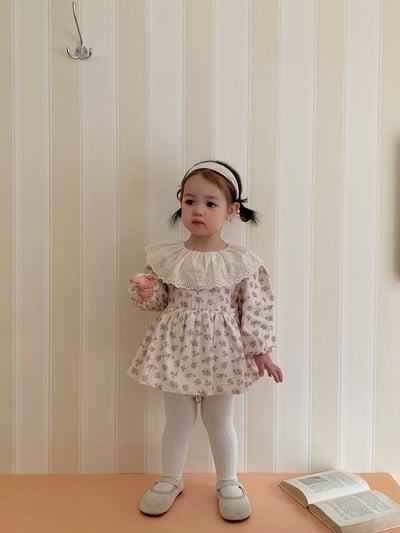 JE611｜(66cm-90cm) 蕾絲荷葉領碎花包屁衣12