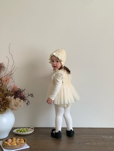 JE021｜(66cm-90cm) 蕾絲花紋薄紗包屁衣含帽子5