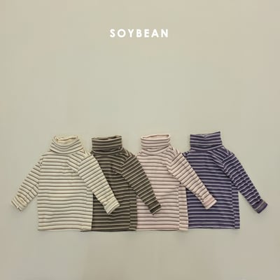 Soybean78｜(75cm-118cm) 高領條紋上衣1