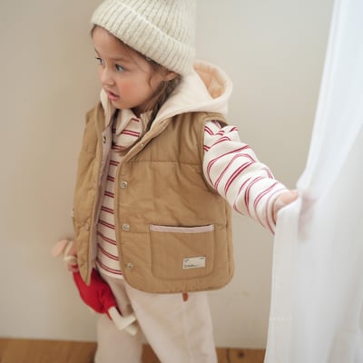 neneru35｜(85cm-125cm) 1色絎縫口袋連帽背心5