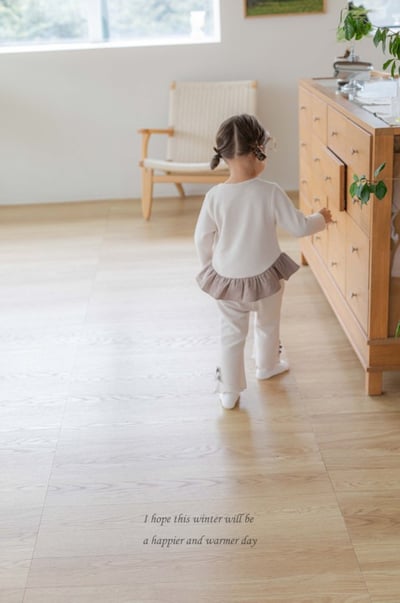 M-KIDS26｜(65-115cm) 2色蝴蝶結緞帶捲邊喇叭褲9