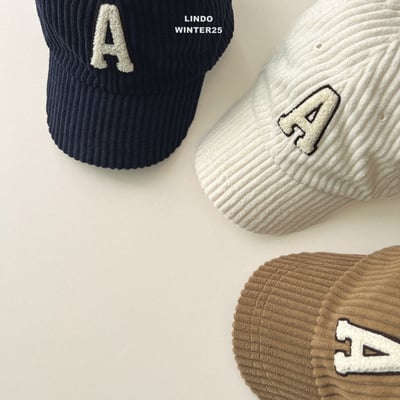 Lindo78｜(80cm-125cm) A字母燈芯絨棒球帽2