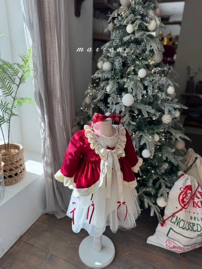 Marron 70｜(1y-6y) 蝴蝶緞帶薄紗蓬蓬洋裝5