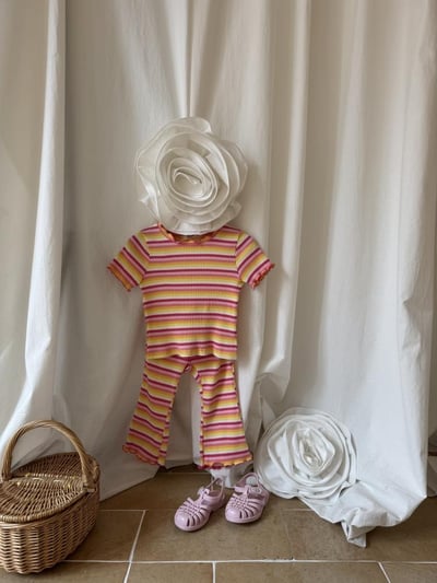 LePetitmot16｜(80-125cm) 木耳邊條紋套裝3