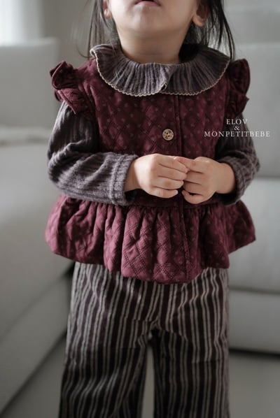 Monpetitbebe08｜(70cm-110cm) 摺邊夾層棉荷葉背心9