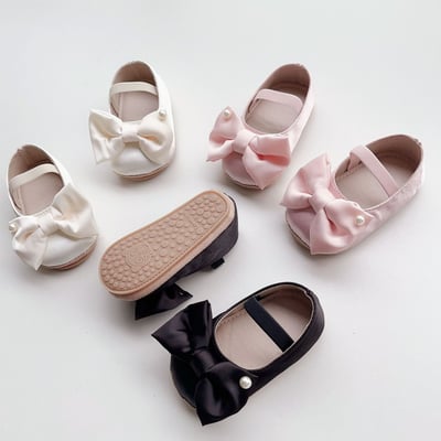 蝴蝶結緞面珍珠學步鞋12