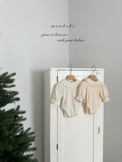 MONBEBE08｜(3m-24m) 荷葉縮口袖包屁衣6