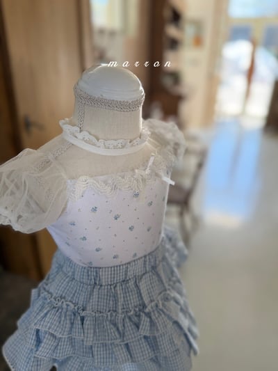 Marron30｜(1y-6y) 優雅緞帶蕾絲上衣10