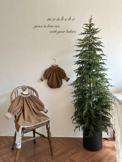 MONBEBE05｜(1y-8y) 冬季滾邊縮口洋裝2