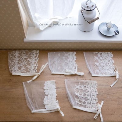 M-KIDS37｜(65-80cm) 蕾絲綁帶帽3