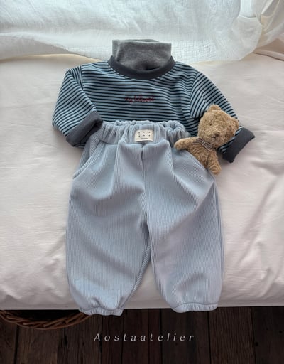 AOSTA55｜(6m-5y) 細條紋刷毛上衣13