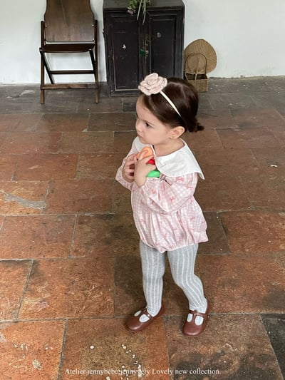 JE525｜(66-90cm) 粉嫩蝴蝶結格紋包屁衣17