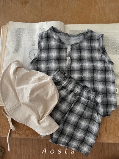 AOSTA02｜(6m-5y) 3色格子短褲6