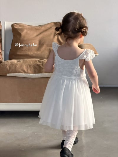 JE729｜(80-110cm) 白天鵝壓紋薄紗洋裝14