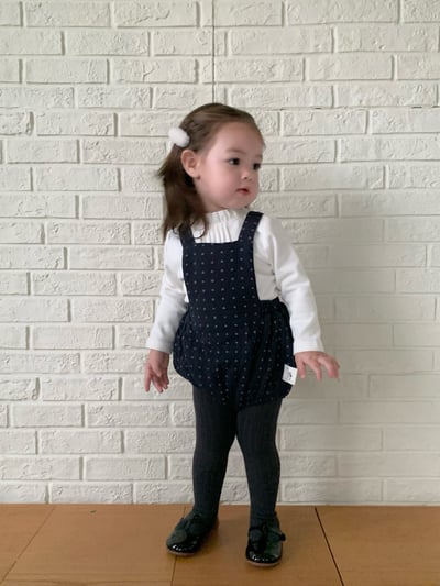 JE618｜(73cm-90cm) 小花舖棉吊帶褲/花邊領上衣16