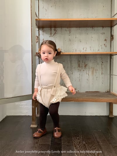 JE 606｜(73-100cm)  絨毛翻領吊帶褲套裝9