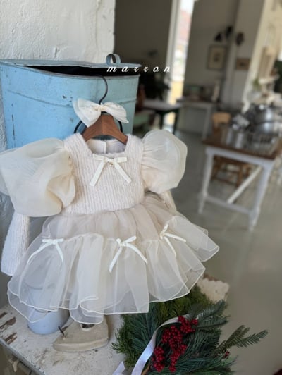 Marron 63｜(3m-18m) 公主蓬蓬袖袖洋裝包屁衣11