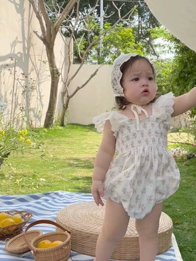 JE35｜(66-130cm) 抓皺碎花包屁衣/洋裝2