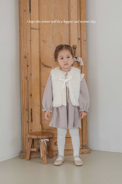 M-KIDS32｜(65-115cm) 2色抓皺圓領洋裝10