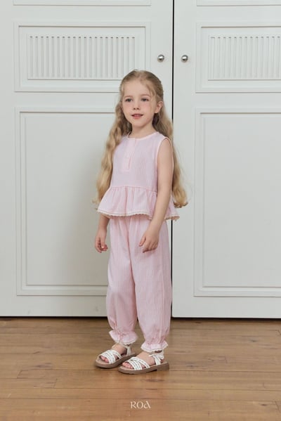 ROA03｜(6m-18m) 2色蕾絲波浪邊棉麻縮口套裝17