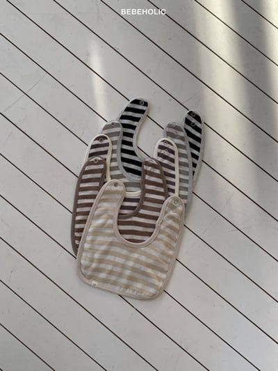 Bebe holic17｜(3m-18m) 雙面條紋毛圈圍兜18