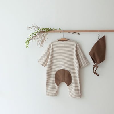 LEMONADE27｜(55cm-85cm) 3色條紋羅紋連身衣含帽子7