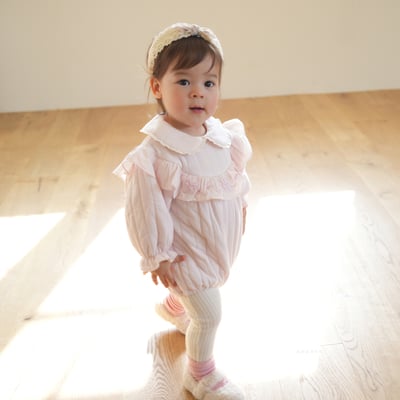 neneru03｜(60cm-85cm) 2色蝴蝶結荷葉邊包屁衣5