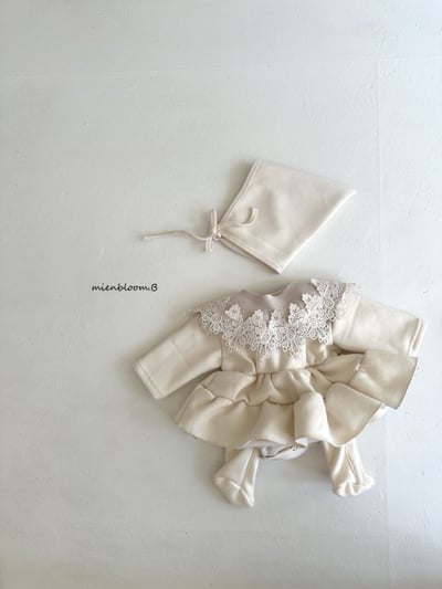 Bloom.b01｜(0m-24m) 層次洋裝包屁衣含帽子11