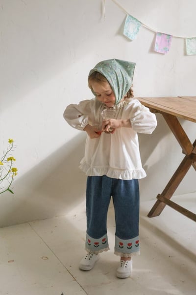 FLO39｜(75-140) 3色法式傘狀荷葉襯衫20