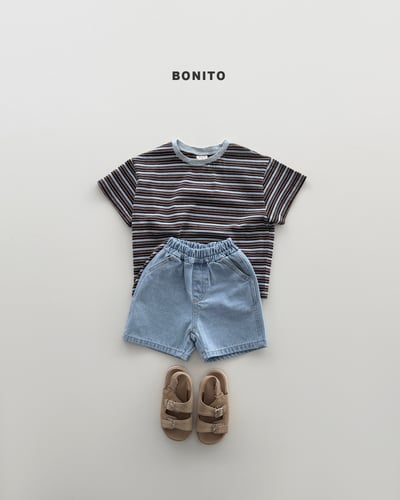 Bonito14｜(75cm-125cm) 2色條紋線條撞色上衣10