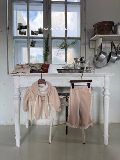 Marron 25｜(1y-6y) 兔子蕾絲刷毛連帽上衣4