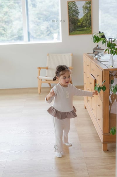 M-KIDS22｜(65-115cm) 2色羅紋蕾絲貼布裙擺上衣11