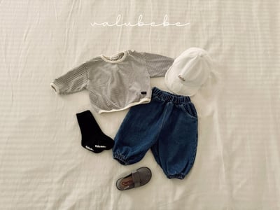 Valubebe03｜(65-90) 側開扣條紋上衣4