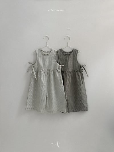 Atomeme21｜(70-110) 條紋綁帶連身褲1