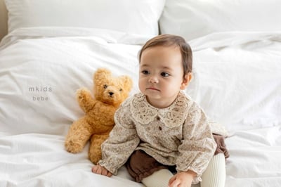 M-KIDS47｜(65-80cm) 2色蕾絲領碎花燈籠褲套裝13